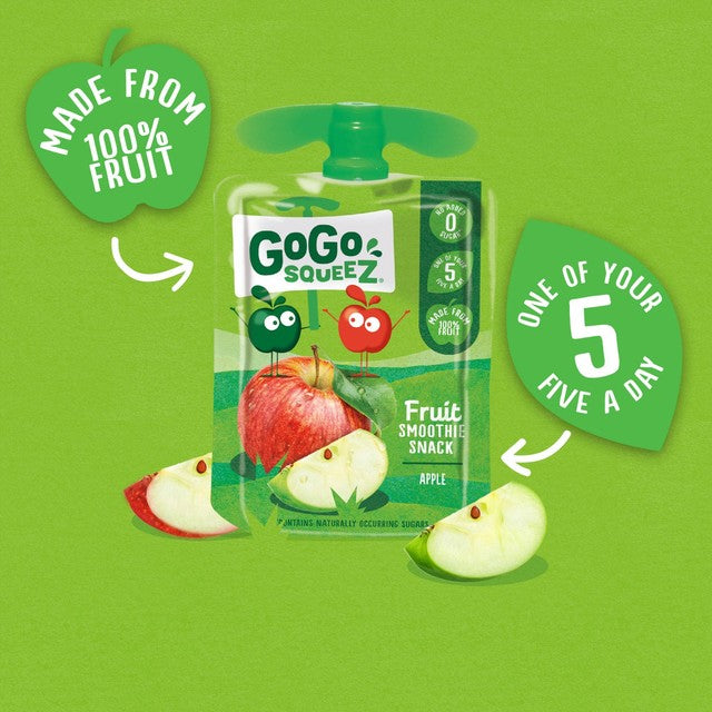 GoGo squeeZ apple fruit smoothie snack 4 x 90g pouches, UK version
