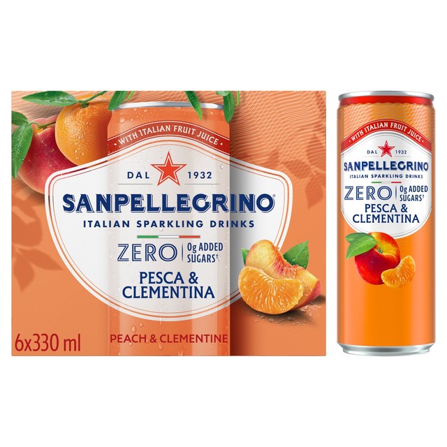 San Pellegrino Zero Peach Clementine sparkling drink 6x330ml (British brand)