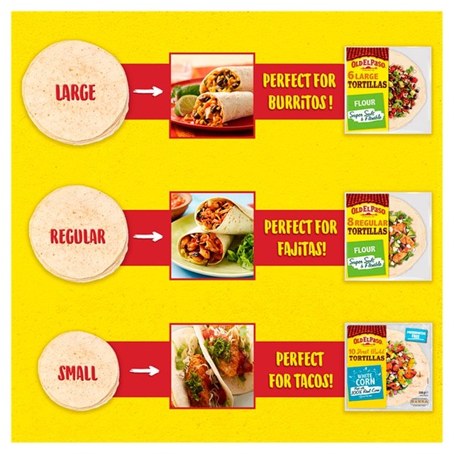 Old El Paso flour tortilla fajita wraps 12-pack, imported from the UK