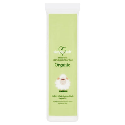 Simply Soft Baby Organic Square Cotton Wool Pads 100 Pack