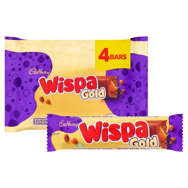 Cadbury Wispa Gold milk chocolate bar with caramel 4 x 38.3g (British brand)