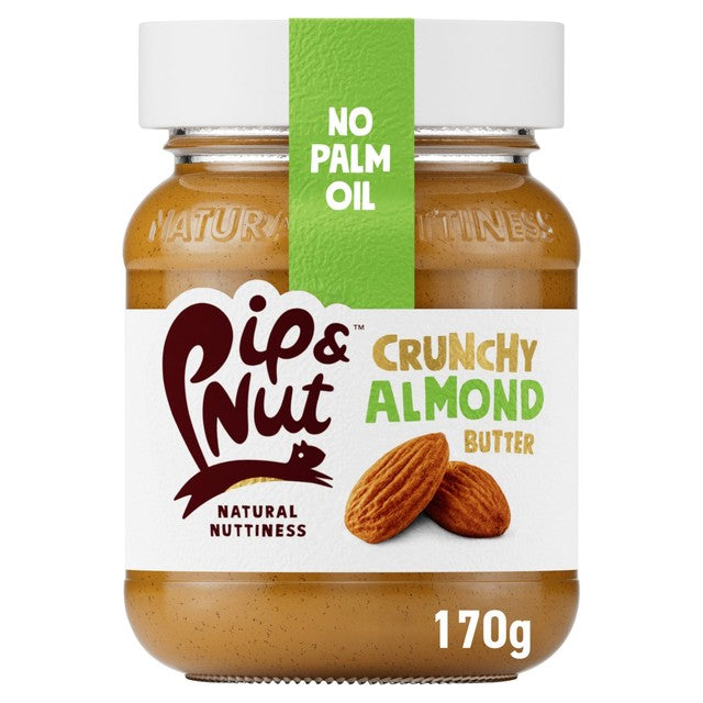 Pip & Nut crunchy almond butter 170g, imported from the UK