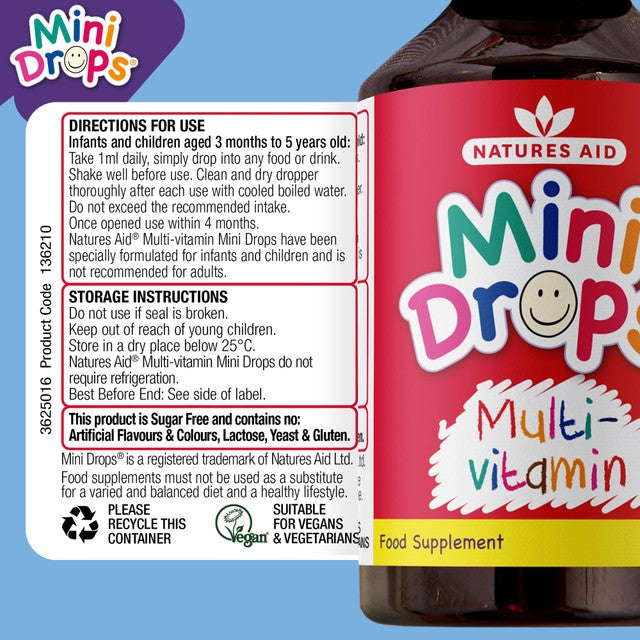 Natures Aid Mini Drops multivitamin 50ml, imported from the UK