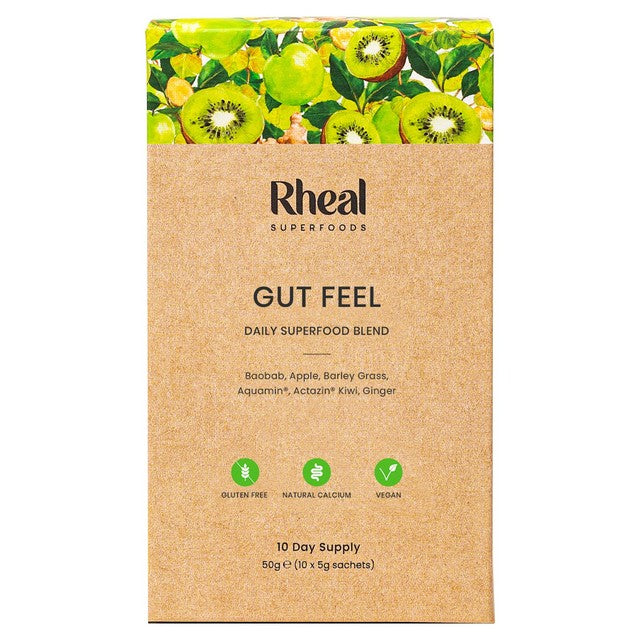 Rheal Superfoods Gut Feel superfood sachets 50g, imported from the UK