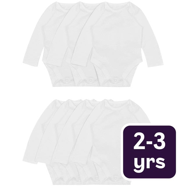 M&S Baby Pure long sleeve bodysuits white imported from the UK