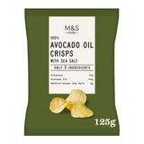 M&S avocado oil crisps with Mediterranean sea salt 125g, imported from the UK