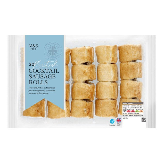 M&S Cocktail Sausage Rolls 296g, imported from the UK