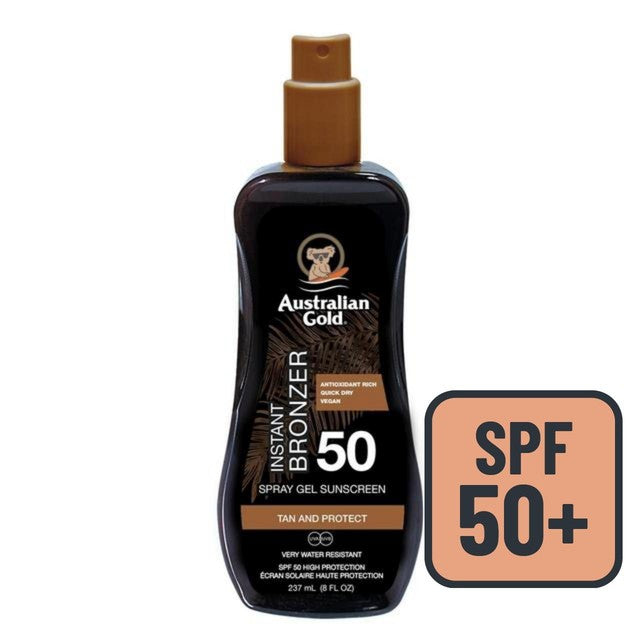Australian Gold SPF 50 Sunscreen Spray with Instant Bronzer 237ml - British product