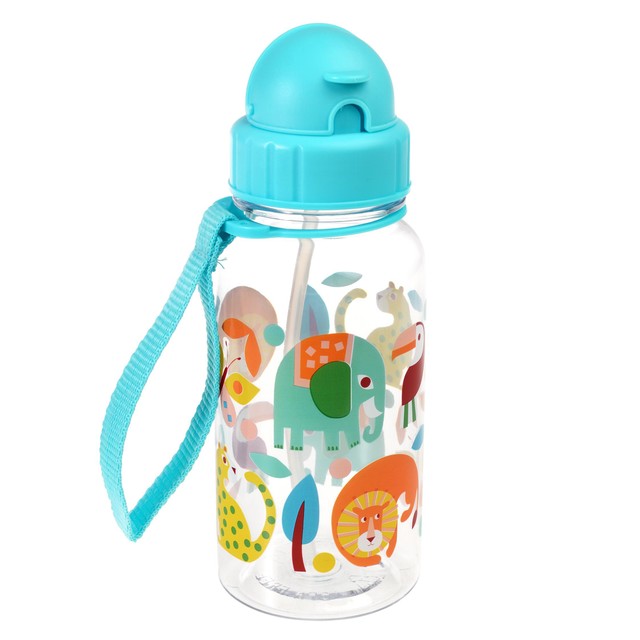 Rex International Wild Wonders children's water bottle with straw 500ml - British product