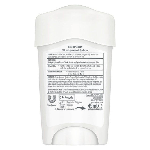 Sure Deodorant Clean Scent Cream Stick 45ml (British brand)