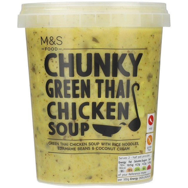 M&S Green Thai Chicken Soup 600g, imported from the UK