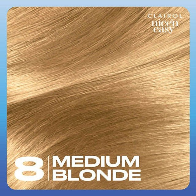 Clairol Nice'n Easy hair colour 8 Medium Blonde - British product