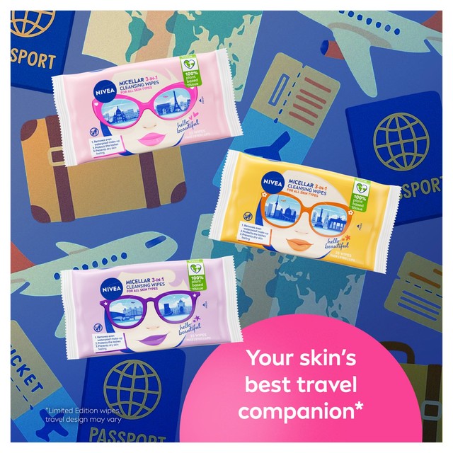 Nivea Biodegradable Micellar Cleansing Face Wipes 25 Pack, imported from the UK
