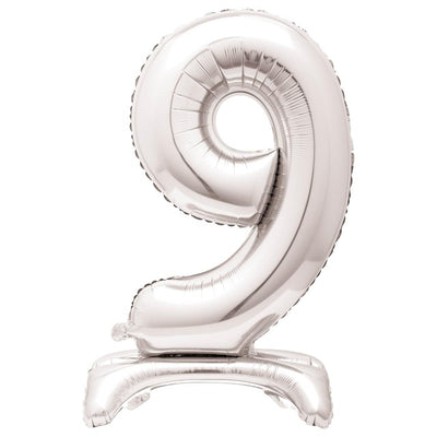 Unique Party Giant Silver Foil Number 9 Standing Balloon 30 inch