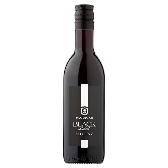 McGuigan Black Label Shiraz 187ml wine bottle, imported from the UK