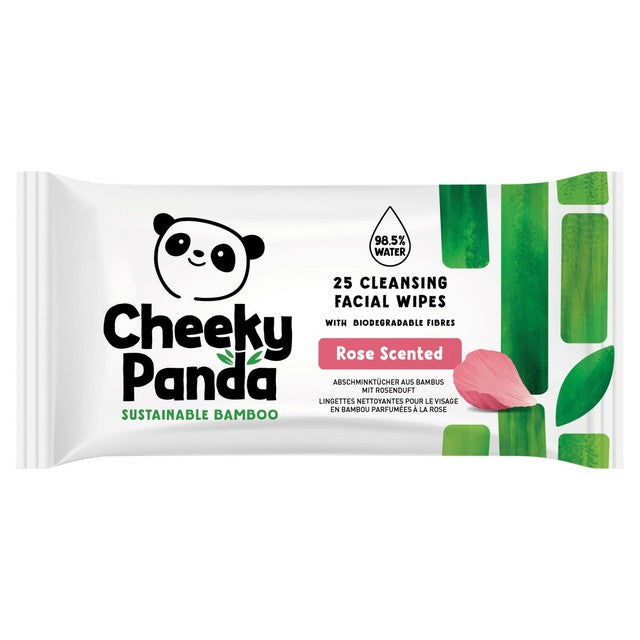 The Cheeky Panda bamboo facial cleansing wipes rose scented (British brand)