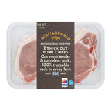 M&S Heritage Gold British outdoor bred pork chops 550g, imported from the UK
