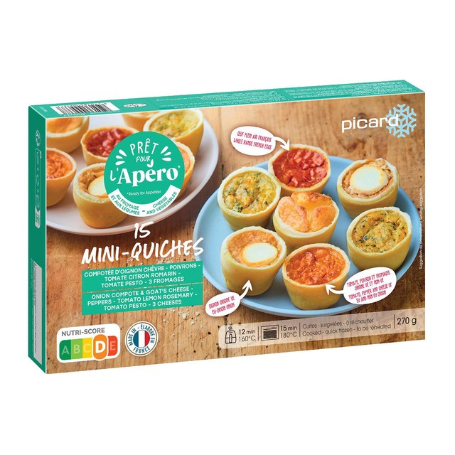 Picard mini quiches cheese and vegetables 190g, imported from the UK