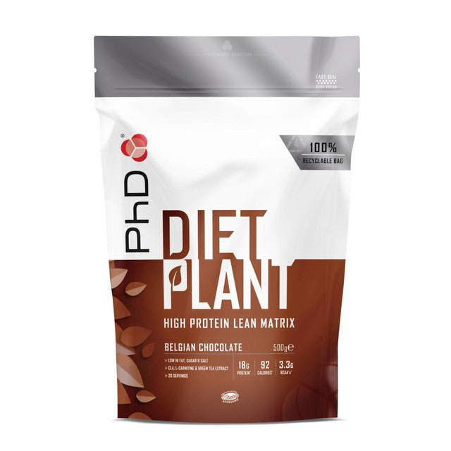 PHD Nutrition Belgian Chocolate Plant Protein Powder 500g, imported from the UK