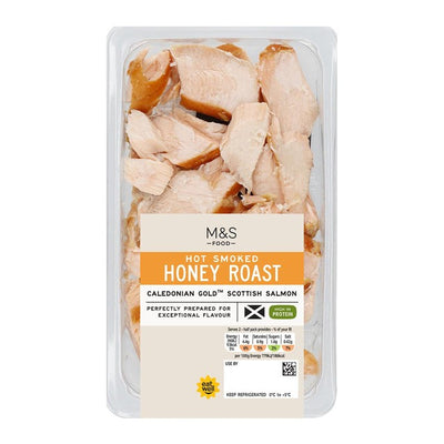 M&S Heiß geräucherter Honig-gerösteter Caledonian Gold Schottischer Lachsflocken 100g