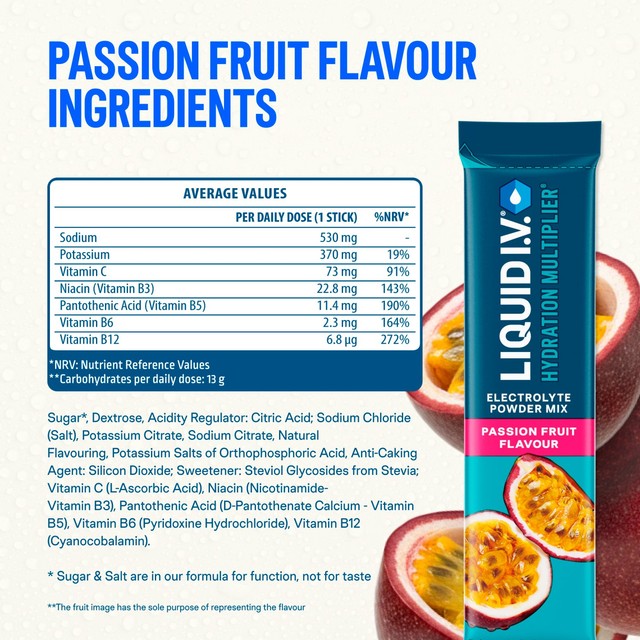 Unilever Liquid I.V. Passion Fruit Electrolyte Sachets, UK version