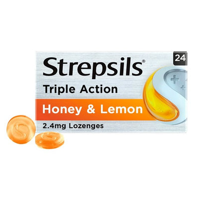 Strepsils Triple Action Honey & Lemon Sore Throat Lozenges 24 Pack