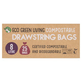 Eco Green Living compostable drawstring bin liner 8L pack - British product
