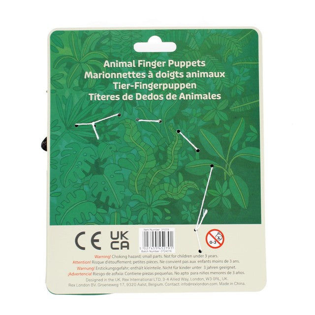 Rex London safari animal finger puppets 5 pack, imported from the UK
