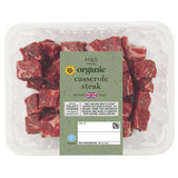M&S Organic British Casserole Steak 400g, imported from the UK