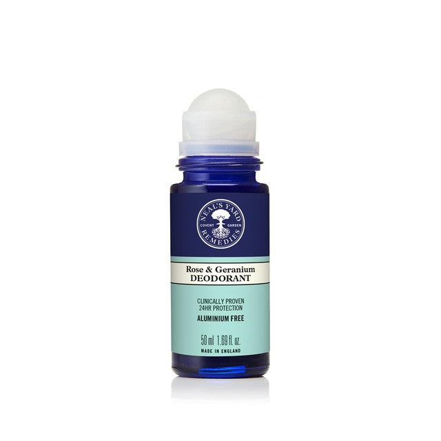Neal's Yard Rose & Geranium Roll-On Deodorant 50ml, imported from the UK
