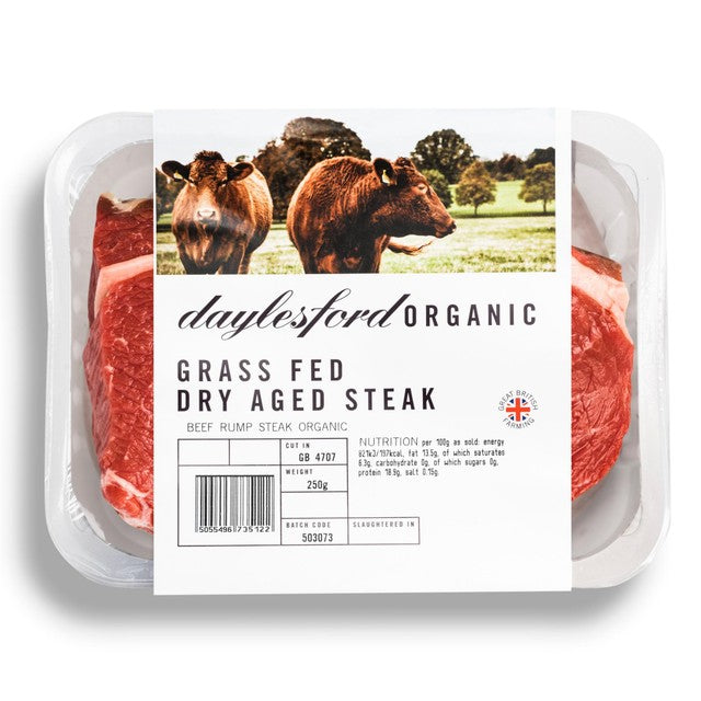 Daylesford Organic beef rump steak 250g - British product