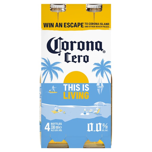 Corona Cero alcohol-free lager beer 4 x 330ml bottles - British product