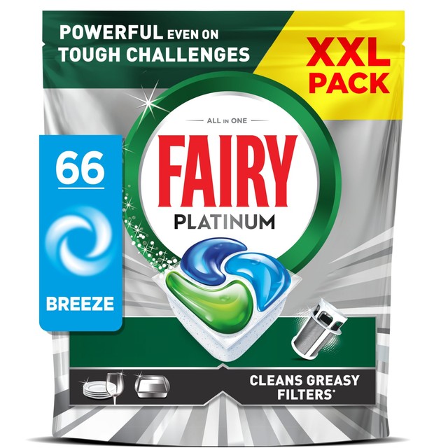 Fairy Platinum lemon dishwasher tablets 66 per pack - British product