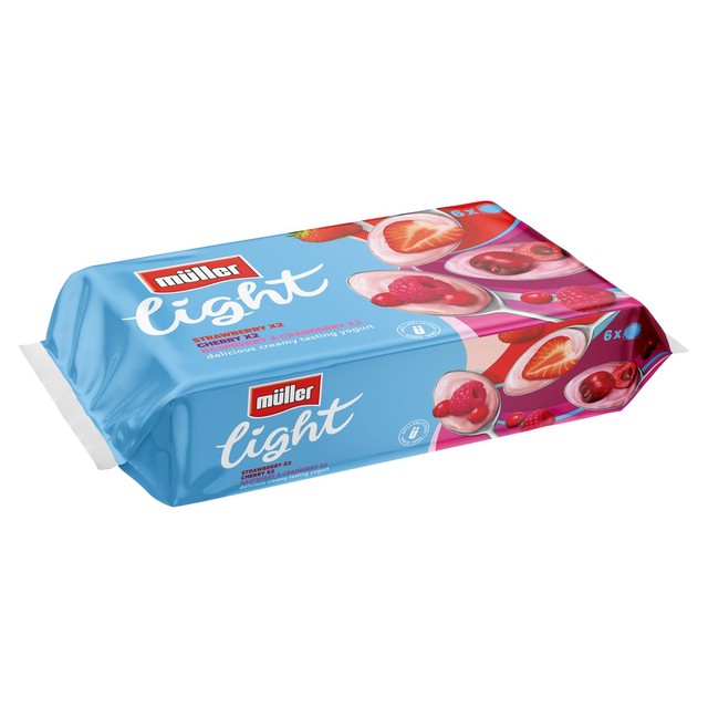 Muller Light Red Fruits fat free yogurt 6 x 140g, imported from the UK