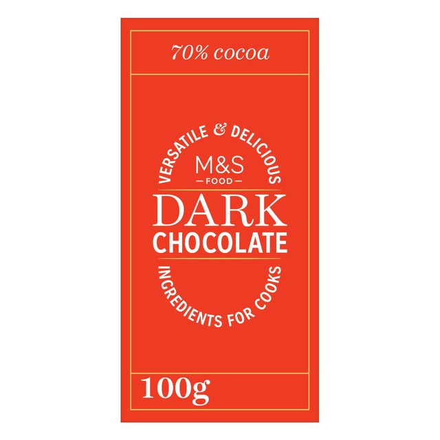 M&S 70% dark chocolate bar 100g, imported from the UK
