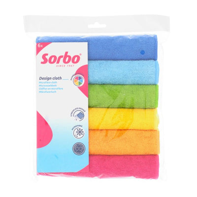 Sorbo Microfibre Cloths Rainbow Multi-Purpose Cleaning Cloths 40x40cm 6pcs