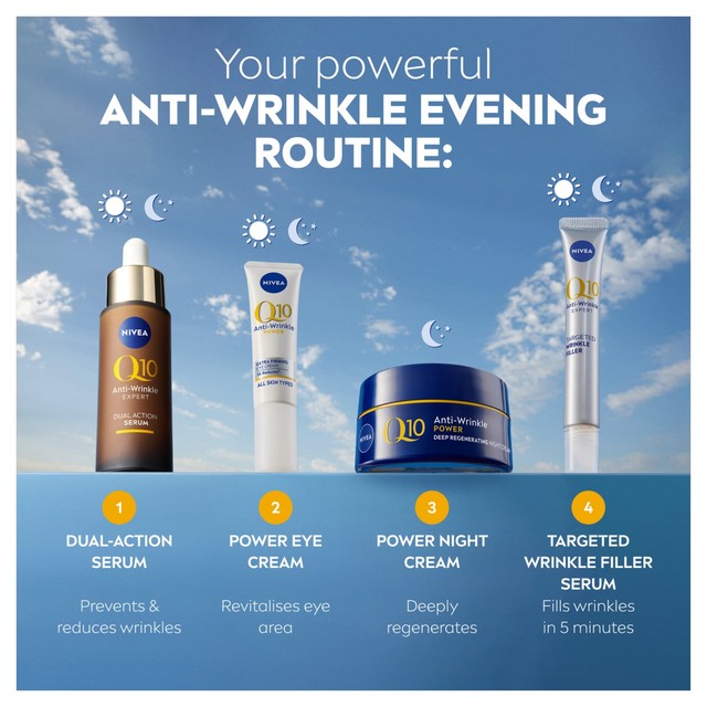 Nivea Q10 Power Anti-Wrinkle & Firming Night Cream 50ml, imported from the UK