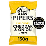 Pipers Cheddar & Onion crisps 150g, imported from the UK