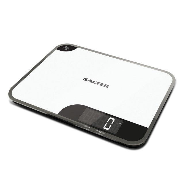 Salter Super Clear White Glass digital kitchen scale 5kg (British brand)