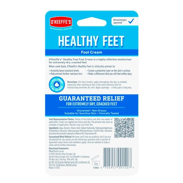 O'Keeffe's Healthy Feet foot cream 91g, imported from the UK