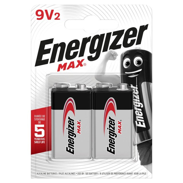 Energizer Max 9V alkaline batteries 2-pack - British product