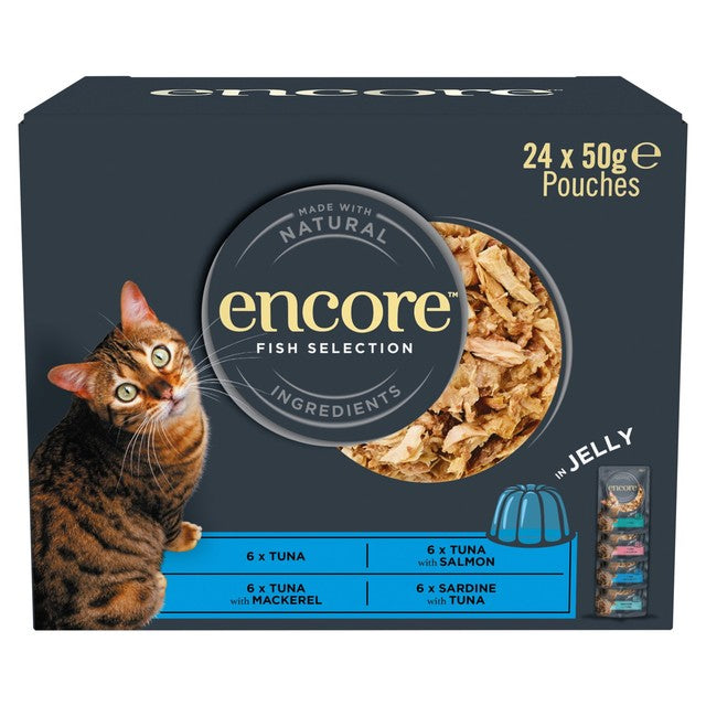 Encore wet cat food fish selection pouches - British product