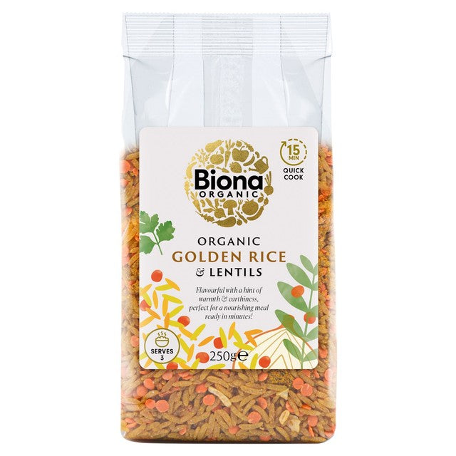 Biona Organic Golden Rice and Lentils ready-to-eat mix 250g - British product