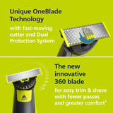 Philips OneBlade 360 blade with 3 stubble combs electric grooming styler, imported from the UK
