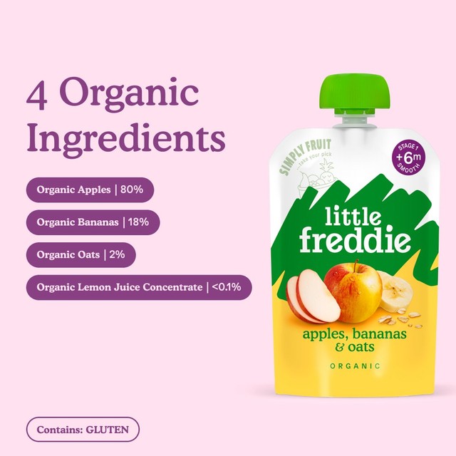 Little Freddie apples bananas oats baby food pouch 100g, UK version