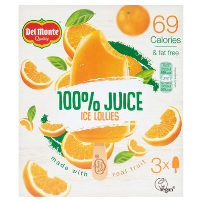 Del Monte 100% Juice Orange Ice Lollies 3 x 75ml