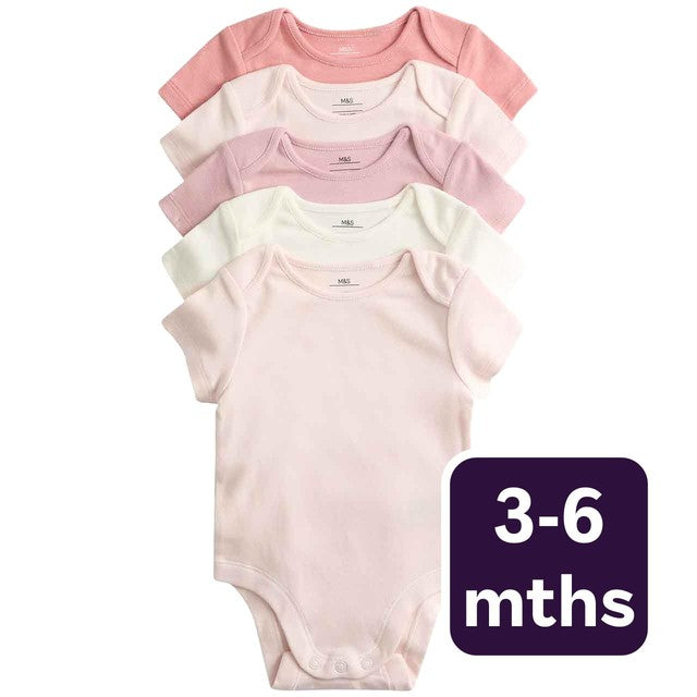 M&S plain sleepsuit pink 3-6 months, imported from the UK