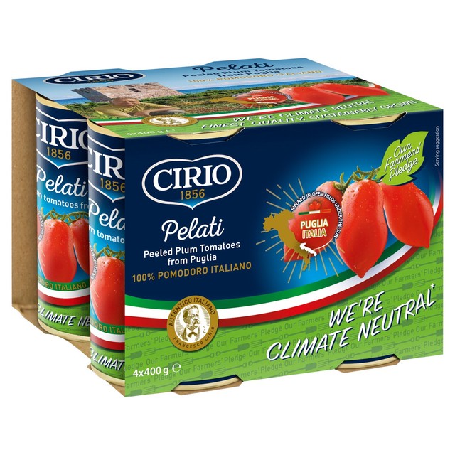 Cirio peeled plum tomatoes 4 x 400g - British product