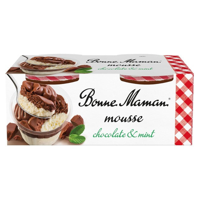 Bonne Maman chocolate and mint mousse dessert 2 x 70g - British product