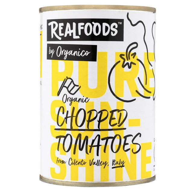 Realfoods chopped tomatoes 400g, imported from the UK